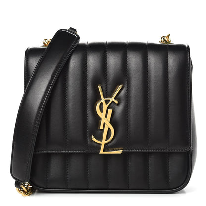 Saint Laurent Lambskin Matelasse Monogram Medium Vicky Chain Bag Black 1 of 11