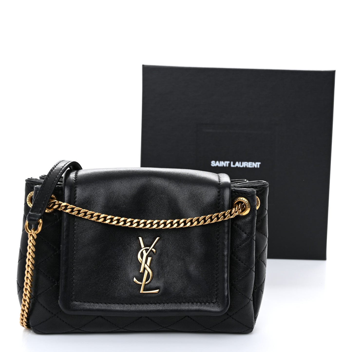 Lambskin Quilted Monogram Mini Nolita Black