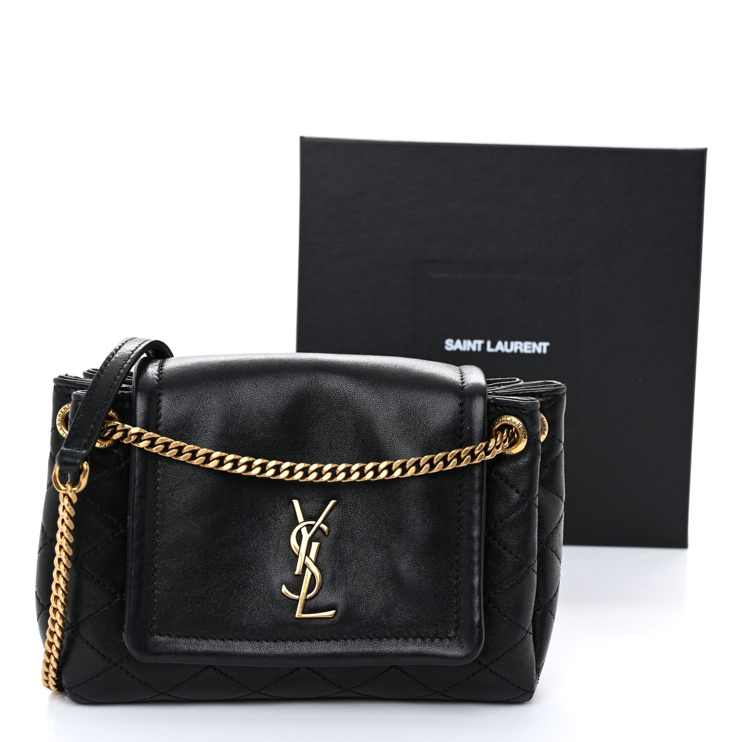 Saint Laurent Lambskin Quilted Monogram Mini Nolita Black 12 of 12