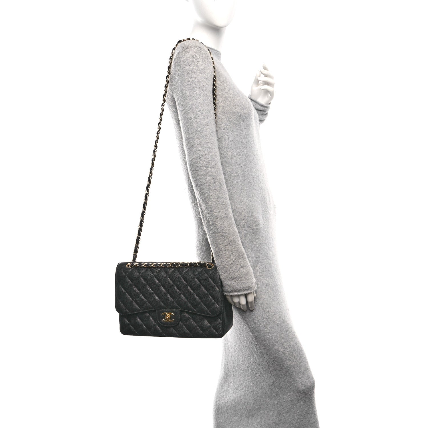 Chanel Caviar Quilted Jumbo Double Flap Black 2 of 12