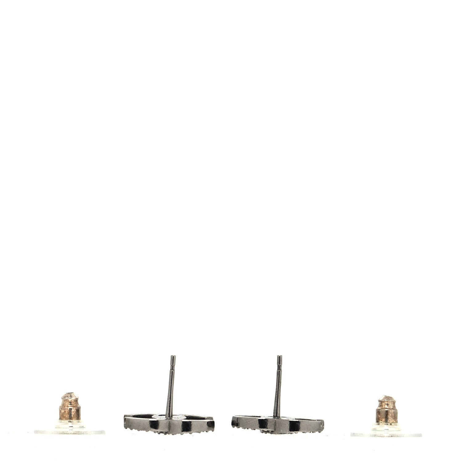 Chanel Ruthenium Crystal CC Earrings Silver 3 of 4