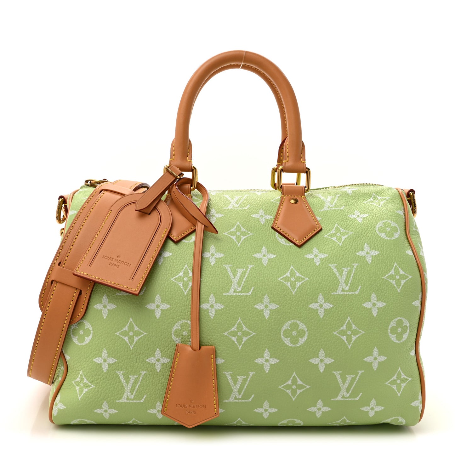 Calfskin Monogram Speedy P9 Bandouliere 30 Frozen Lime Vert Clair