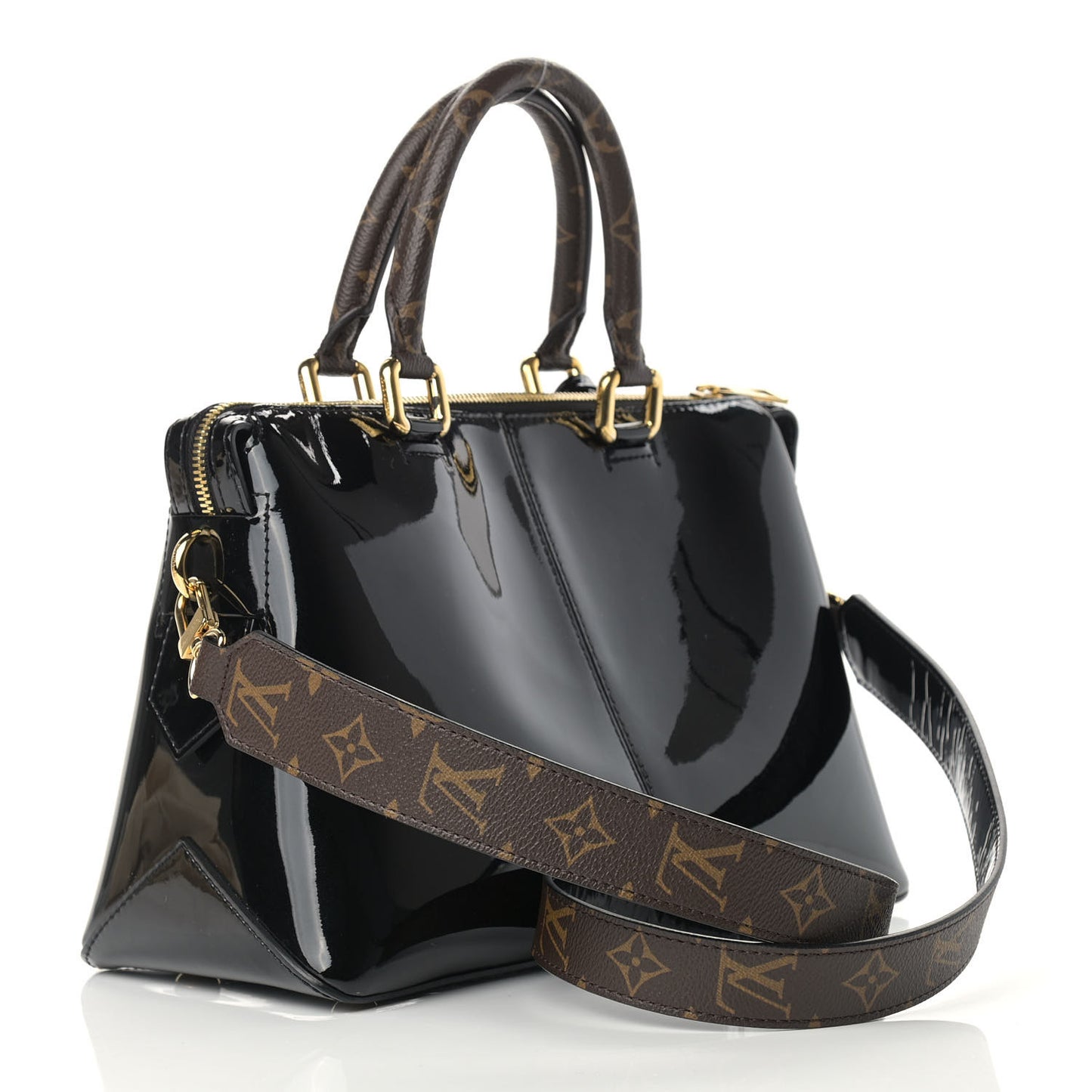 Patent Calfskin Miroir Tote Black