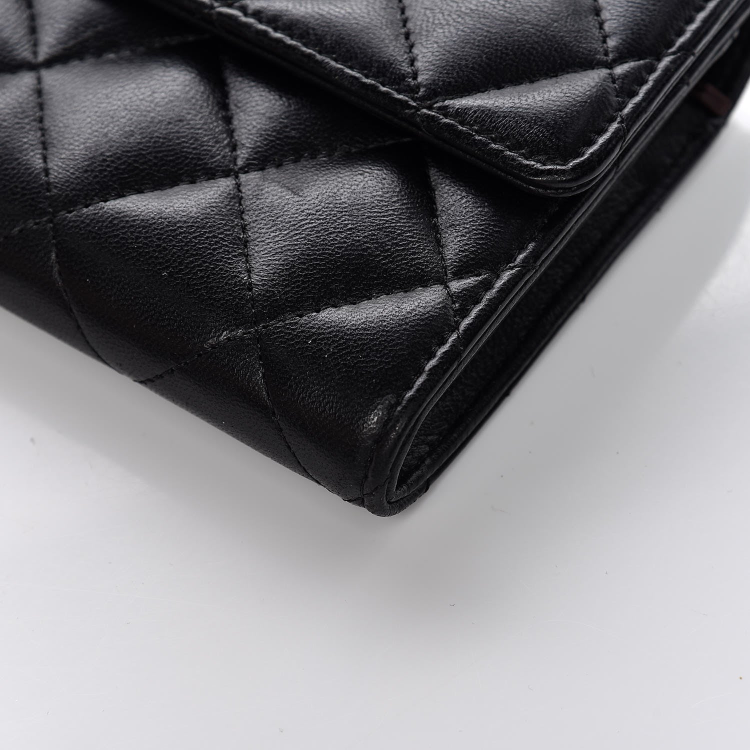 Chanel Lambskin Quilted Large Gusset Flap Wallet Black 10 of 12