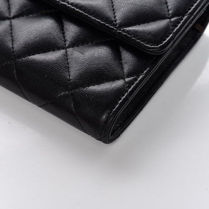 Chanel Lambskin Quilted Large Gusset Flap Wallet Black 10 of 12