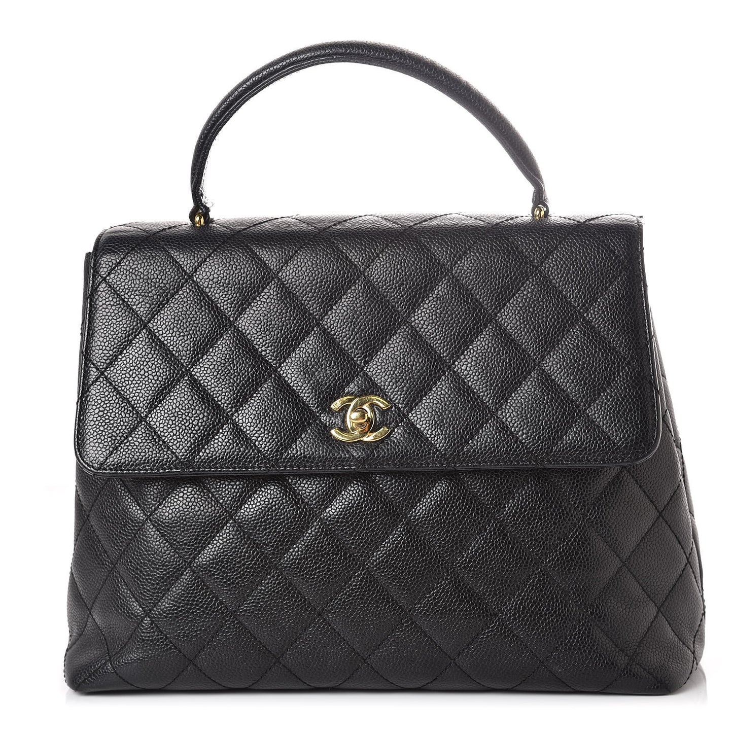 Caviar Quilted Jumbo Kelly Flap Black