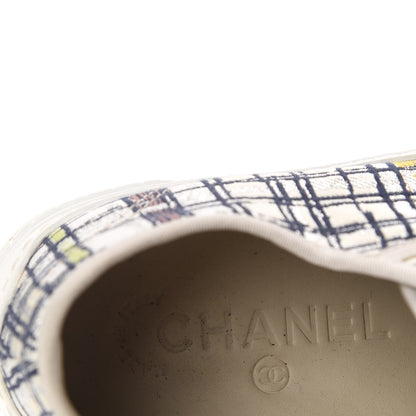 Chanel Metallic Tweed Low Top Sneakers 35 Ecru Black Yellow Gold 7 of 9
