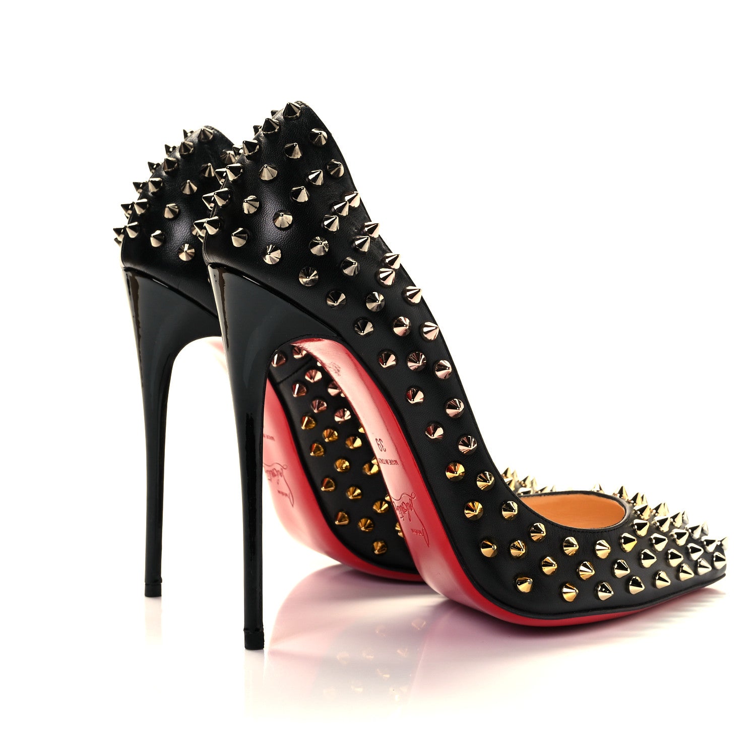 Christian Louboutin Kid Patent Follies Spikes 120 Pumps 39 Black 4 of 9