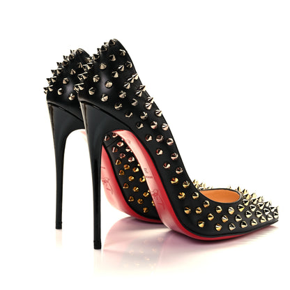 Christian Louboutin Kid Patent Follies Spikes 120 Pumps 39 Black 4 of 9