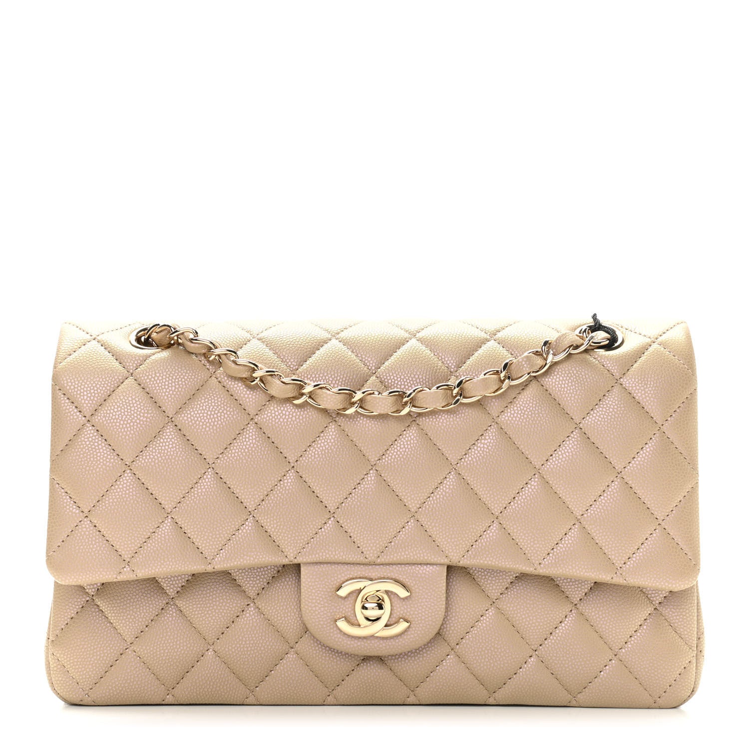 Chanel Iridescent Caviar Quilted Medium Double Flap Dark Beige 1 of 10