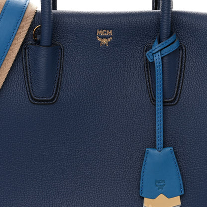MCM Grained Calfskin Medium Milla Tote Navy 7 of 11