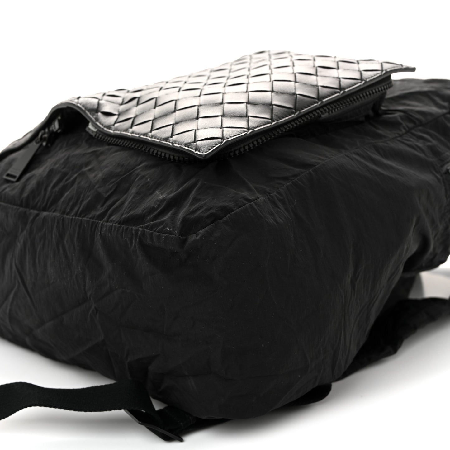 Nappa Nylon Intreccio Packable Backpack Black