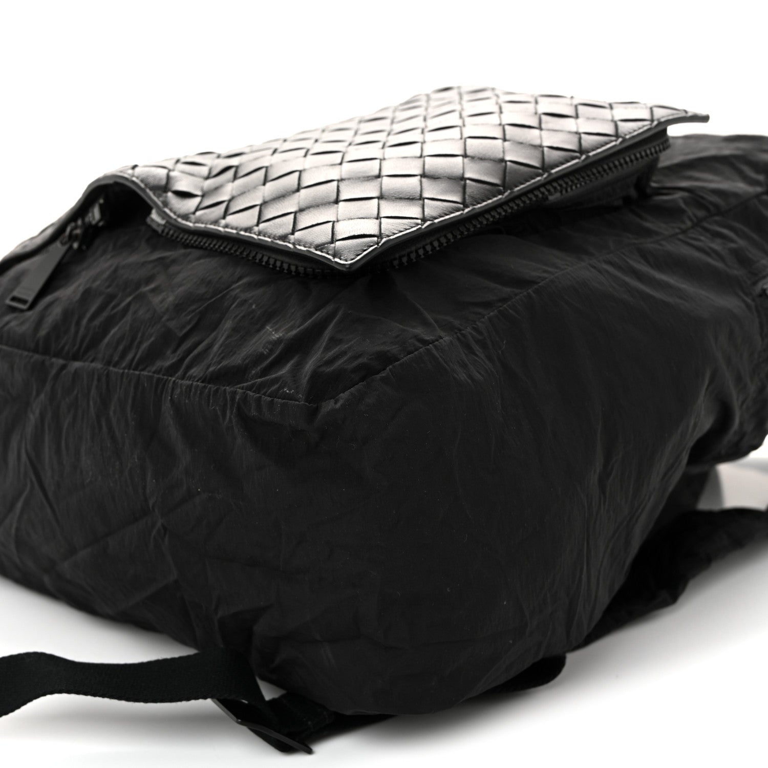 Bottega Veneta Nappa Nylon Intreccio Packable Backpack Black 10 of 11