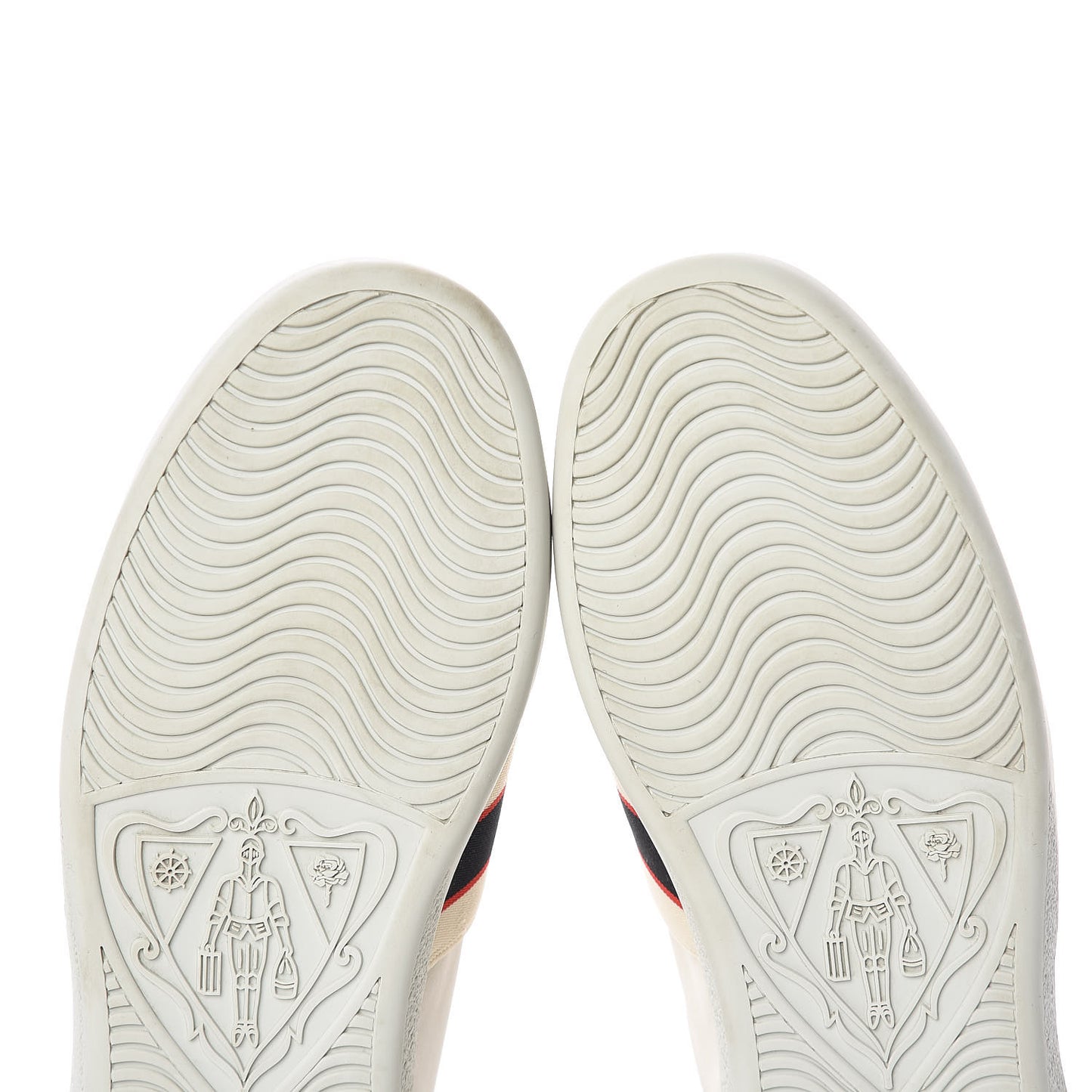 Calfskin Stripe Womens New Ace Sneakers 37.5 New Mystic White Ecru Red Flame
