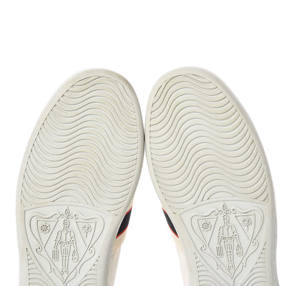 Gucci Calfskin Stripe Womens New Ace Sneakers 37.5 New Mystic White Ecru Red Flame 13 of 15