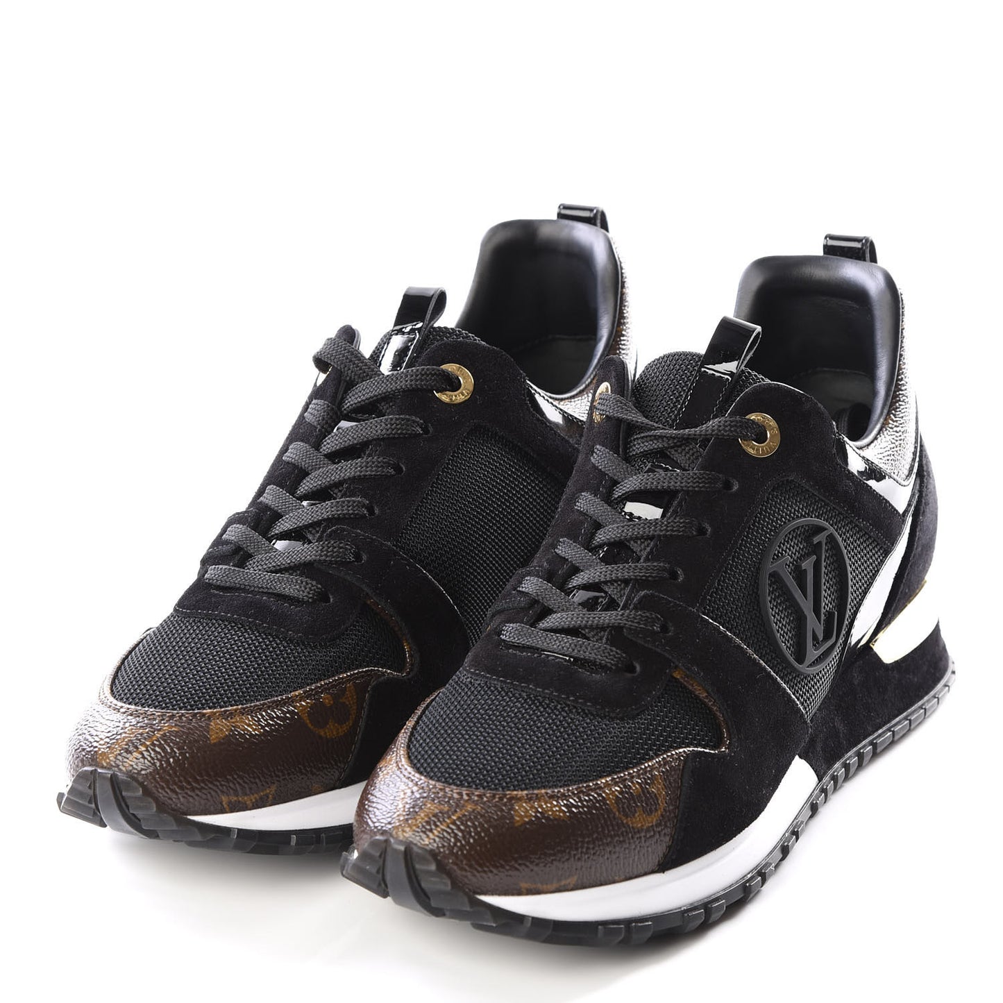 Suede Monogram Run Away Sneakers 37.5 Black