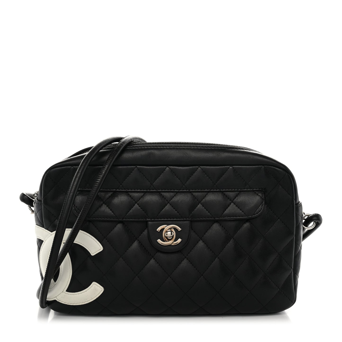 Calfskin Quilted Cambon Camera Bag Black