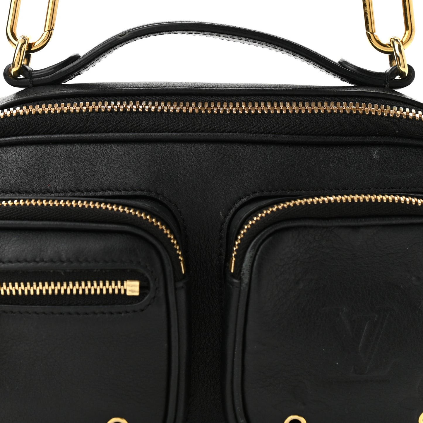 Calfskin Monogram Embossed Utility Crossbody Black