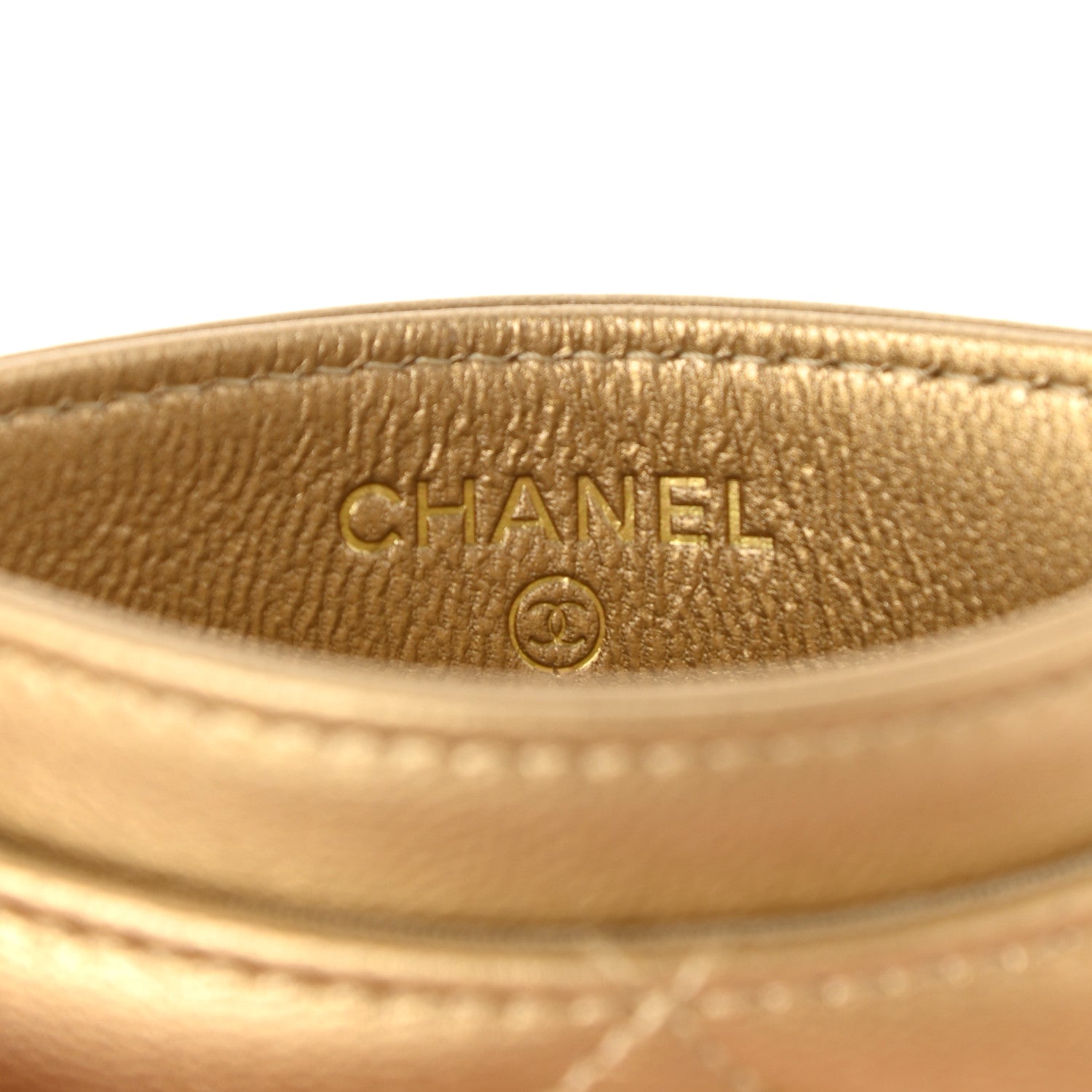 Chanel Metallic Goatskin Quilted Chanel 19 Card Holder Gold 5 of 9