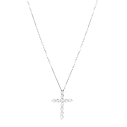 Tiffany Platinum Diamond Medium Cross Pendant Necklace 1 of 6