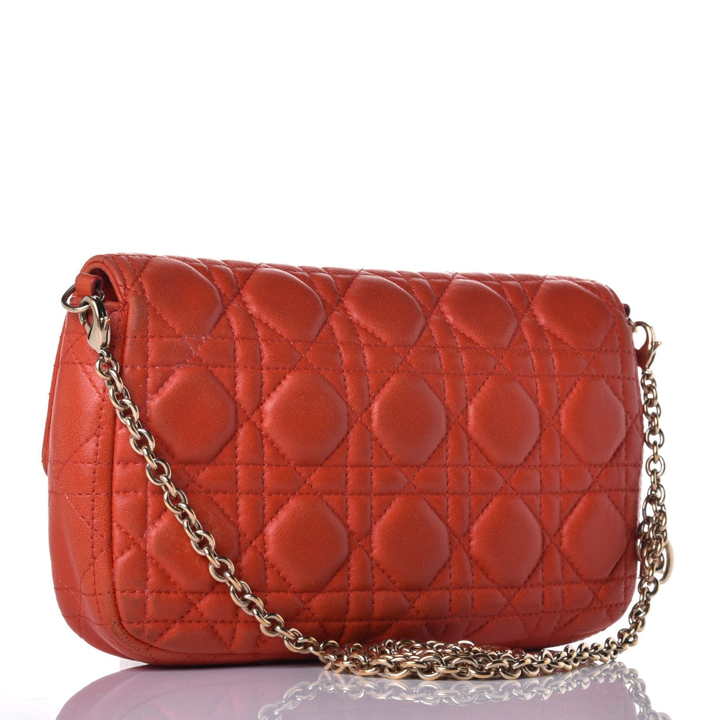 Lambskin Cannage Miss Dior Promenade Pouch Vermillion