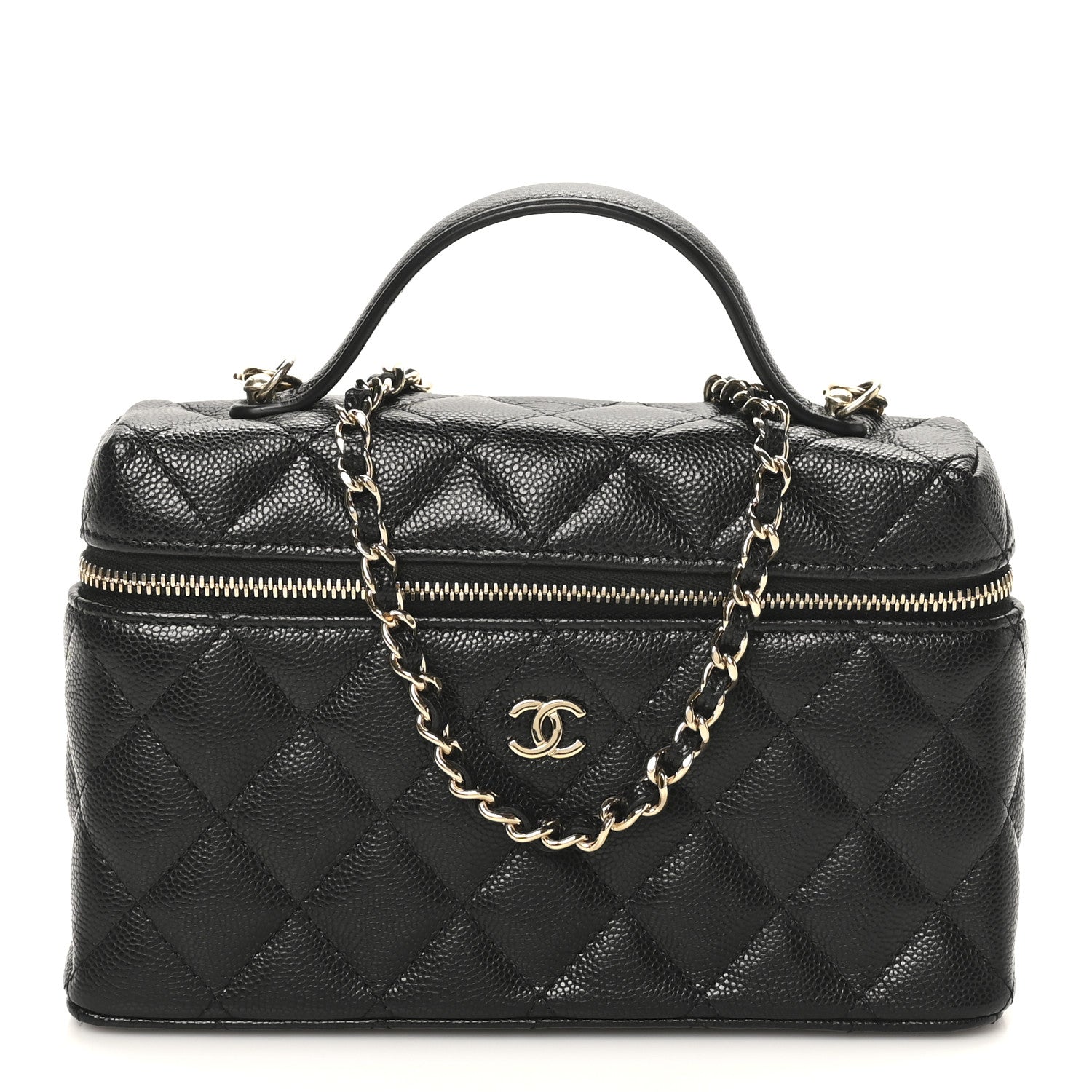 Chanel Caviar Quilted Top Handle Slim Vanity With Chain Black 1 of 10