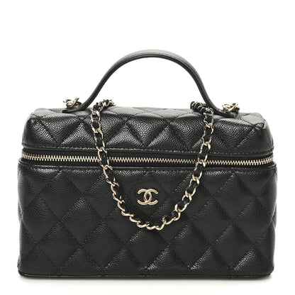 Chanel Caviar Quilted Top Handle Slim Vanity With Chain Black 1 of 10