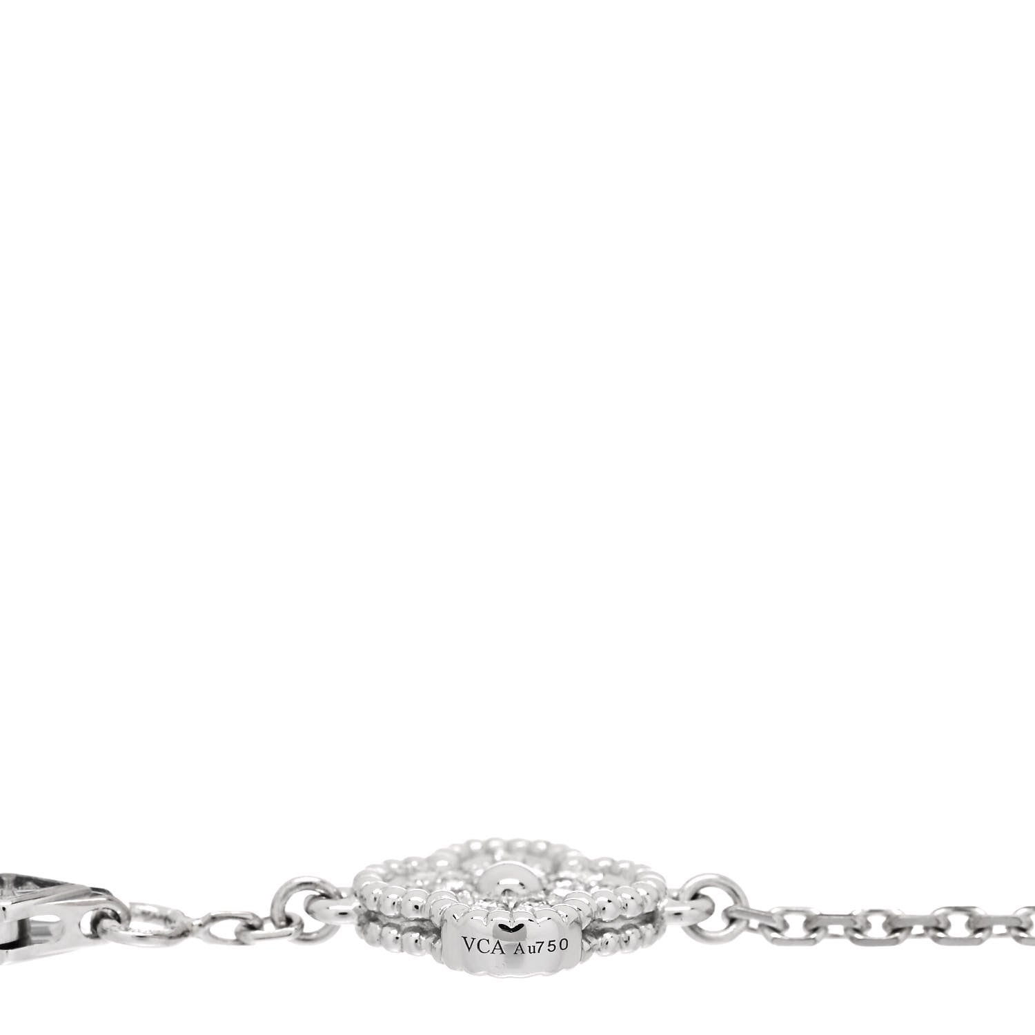 Van Cleef & Arpels 18K White Gold Diamond 6 Motifs Sweet Alhambra Bracelet 3 of 5