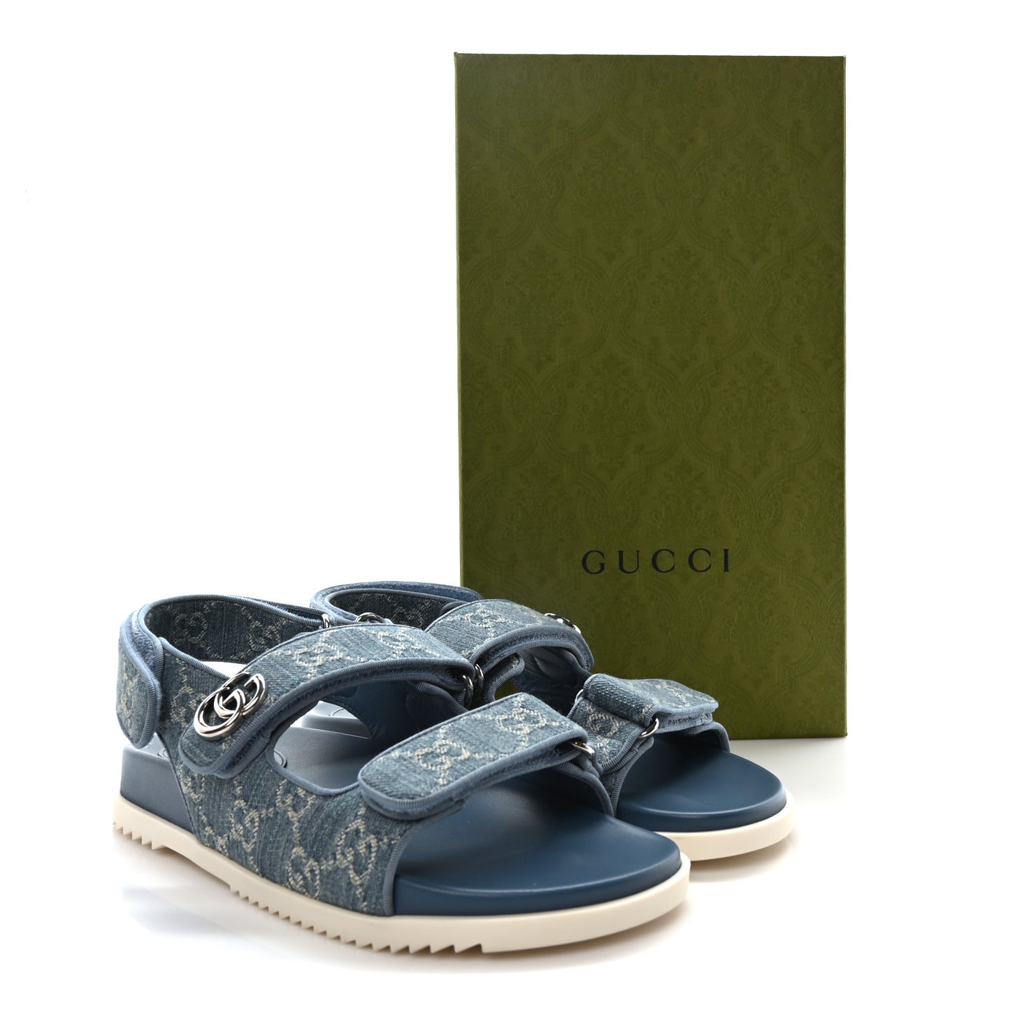 New Denim Delave GG Monogram Womens Dad Sandals 38 Light Blue Avion