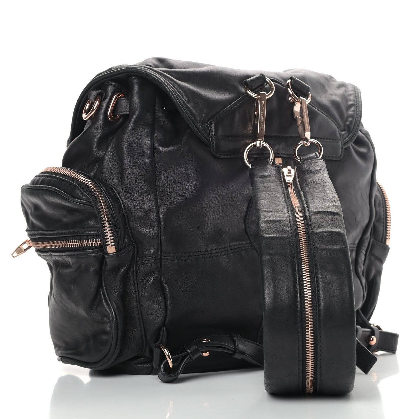 Lambskin Mini Marti Backpack Washed Black Rose Gold Hardware
