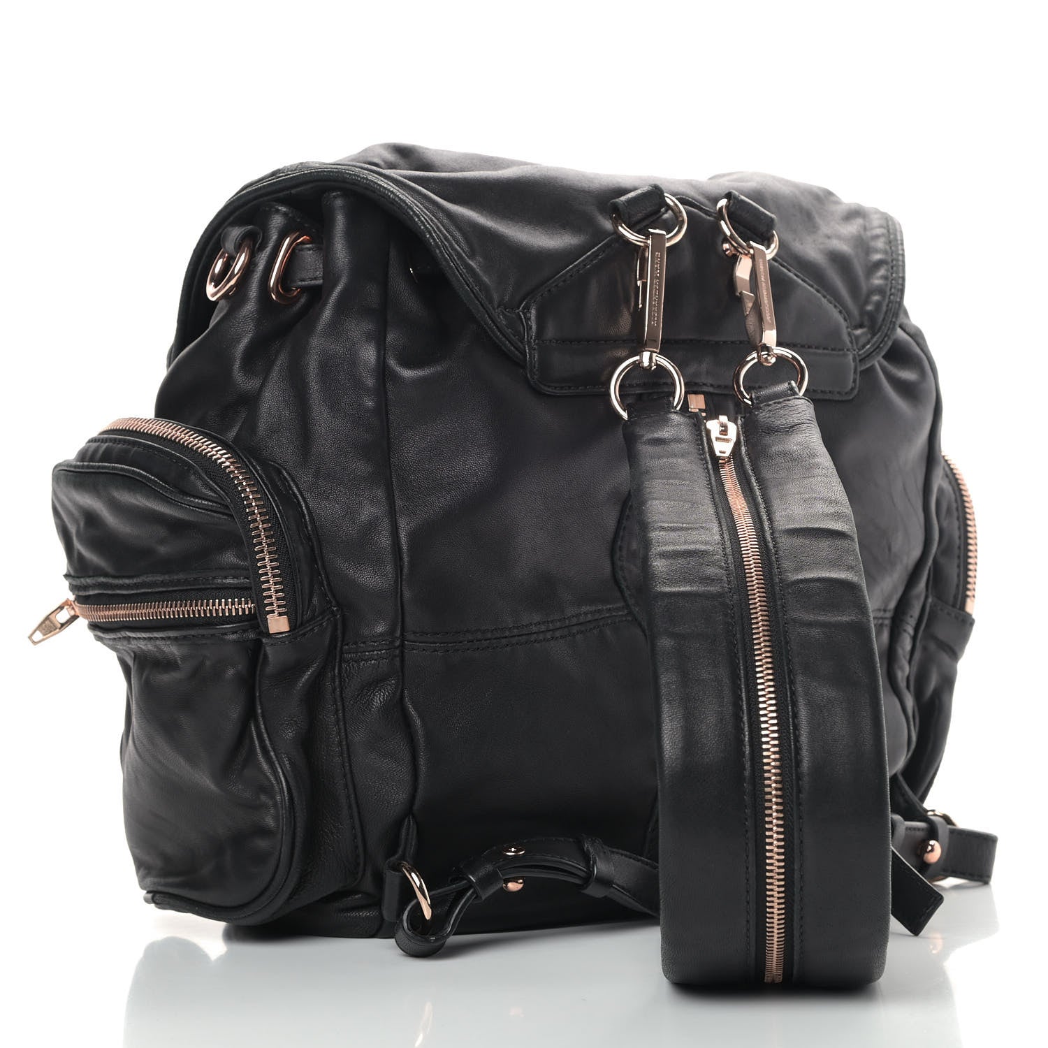 Alexander Wang Lambskin Mini Marti Backpack Washed Black Rose Gold Hardware 3 of 11