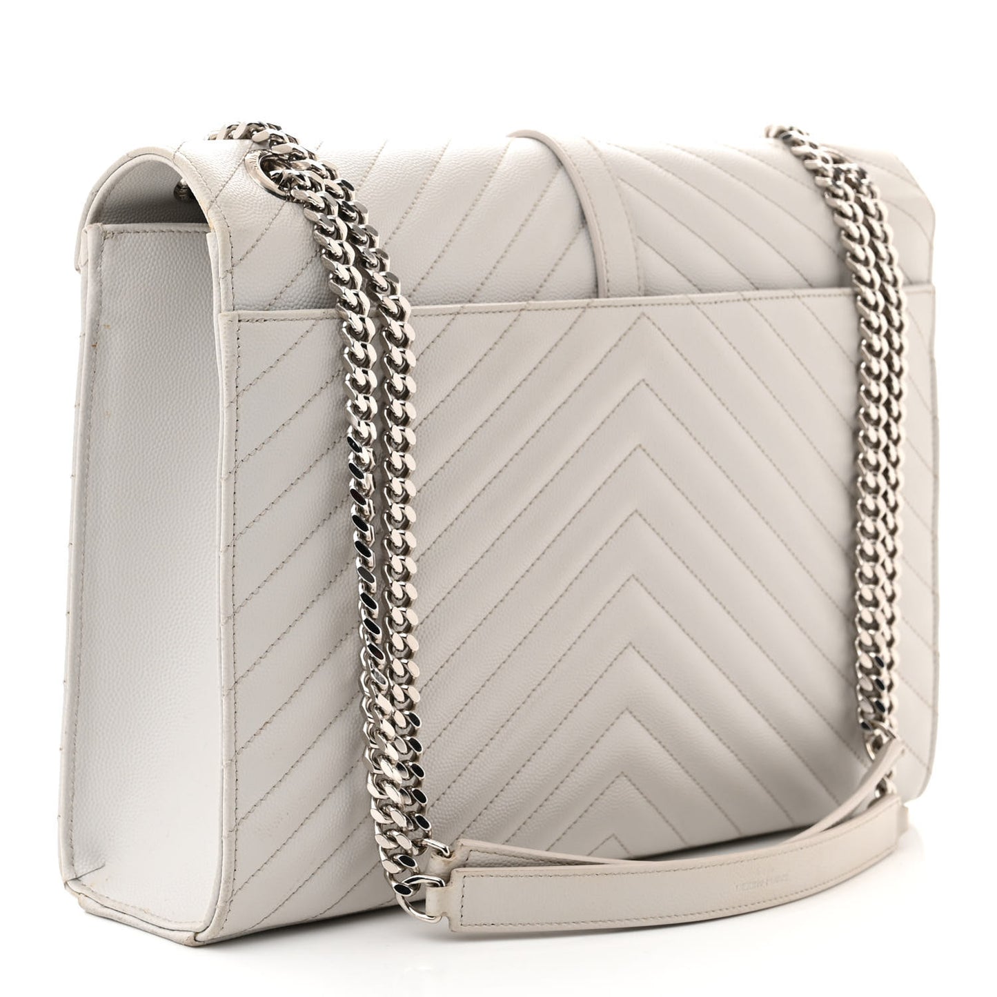 Grain De Poudre Matelasse Chevron Large Monogram Satchel Gris Perle