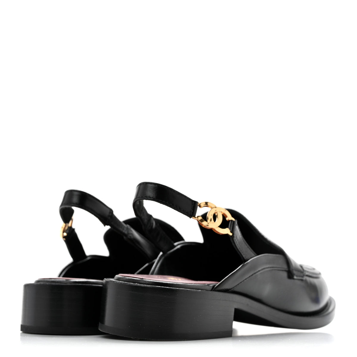 Chanel Glazed Calfskin CC Slingback Flats 37 Black 5 of 10