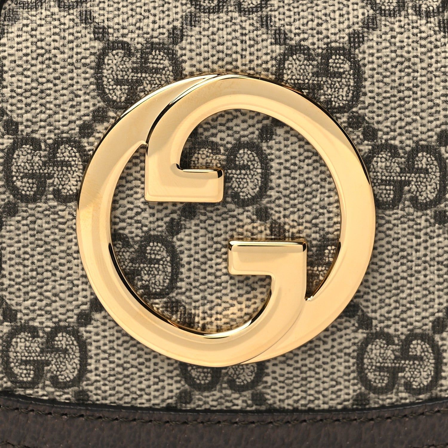 Gucci GG Supreme Monogram Textured Dollar Calfskin Blondie Card Case Wallet with Strap Beige Ebony New Acero 7 of 10