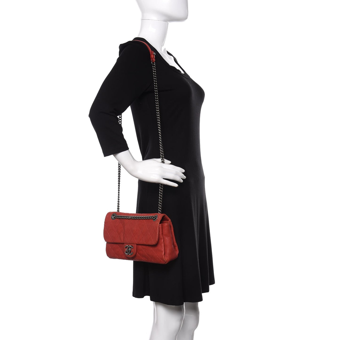 Caviar Quilted Medium Simply CC Flap Red
