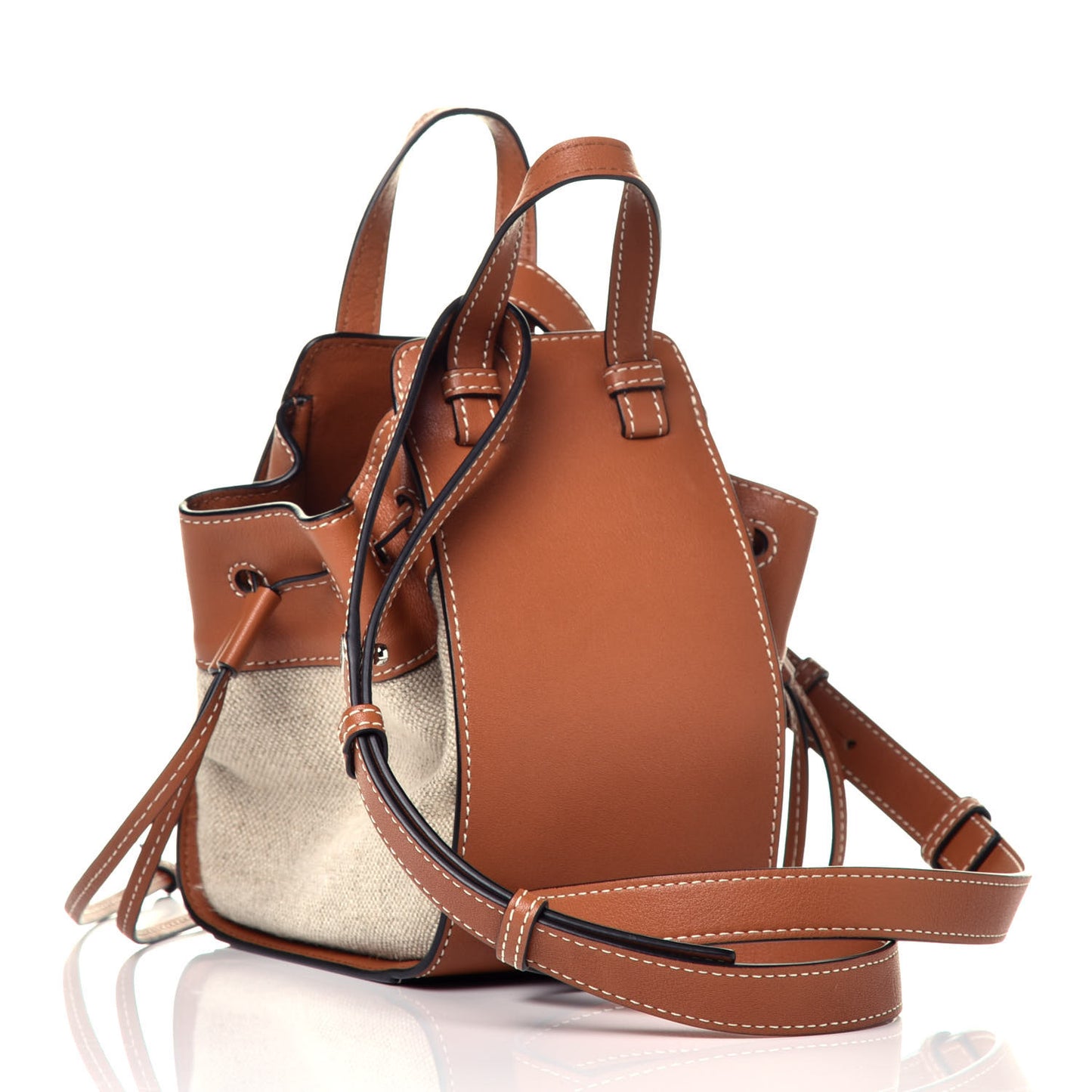 Calfskin Canvas Mini Hammock Shoulder Bag Natural Tan