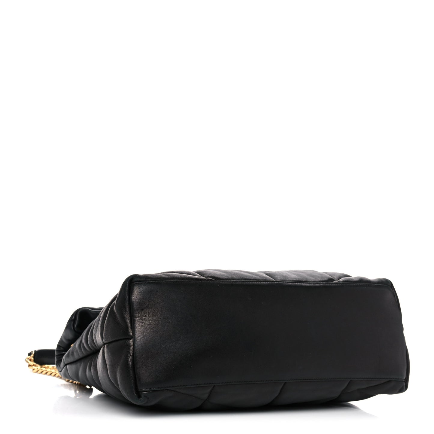 Lambskin Quilted Medium Loulou Puffer Monogram Chain Satchel Black