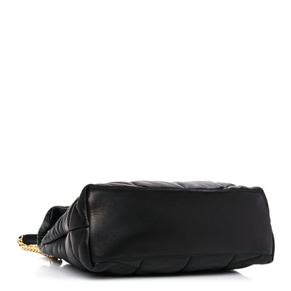 Saint Laurent Lambskin Quilted Medium Loulou Puffer Monogram Chain Satchel Black 3 of 10