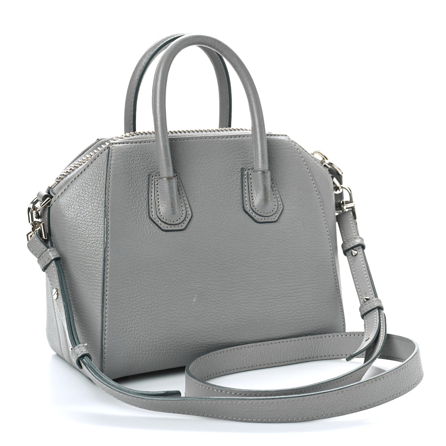 Sugar Goatskin Mini Antigona Pearl Grey
