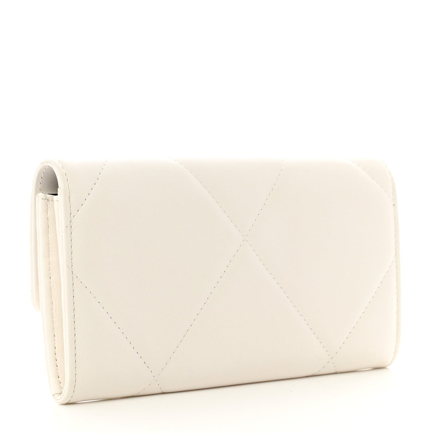 Lambskin Quilted Chanel 19 Flap Wallet White Black