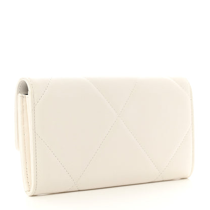 Chanel Lambskin Quilted Chanel 19 Flap Wallet White Black 3 of 9