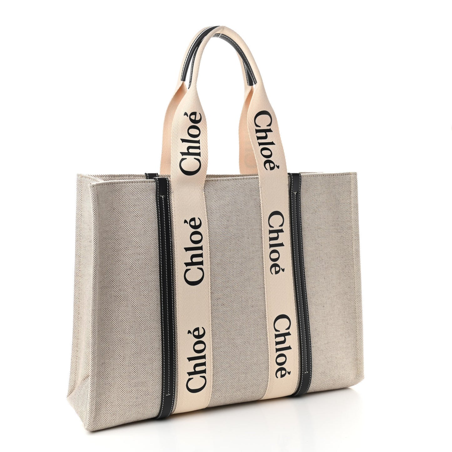 Cotton Calfskin Large Woody Ribbon Tote White Blue