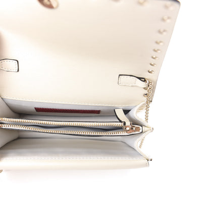 Valentino Garavani Vitello Rockstud Wallet on Chain Ivory 5 of 8