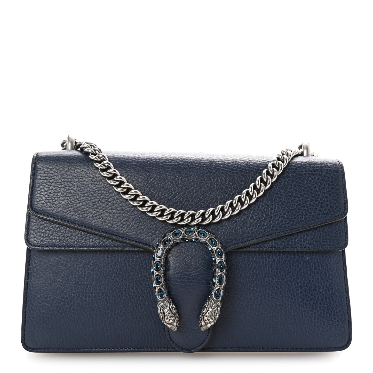 Pebbled Calfskin Small Dionysus Shoulder Bag Blue Agata