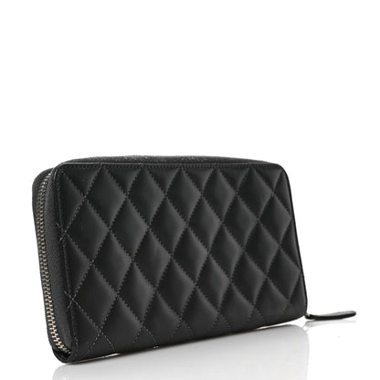 Chanel Lambskin Stitched Large Gusset Zip Around Wallet Dark Grey 3 of 7