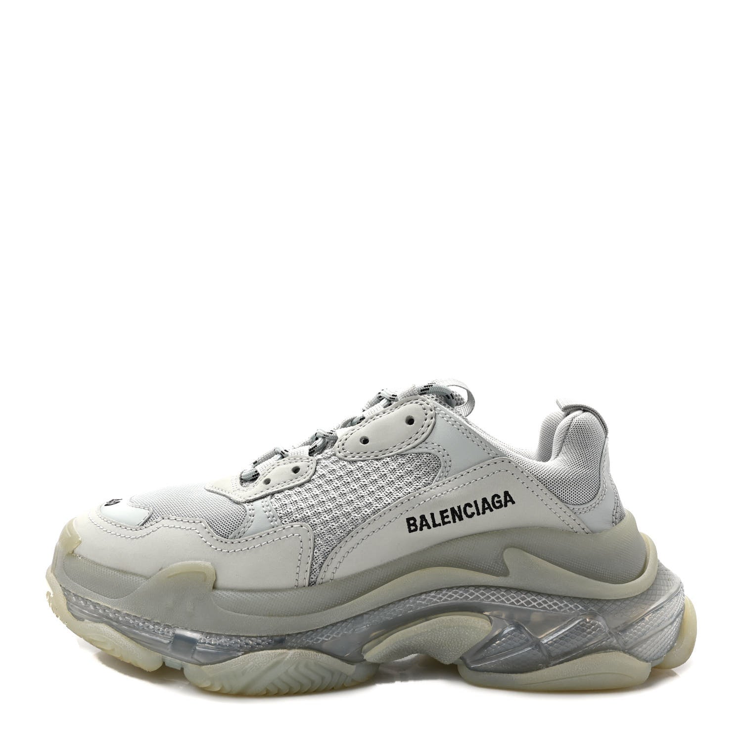Balenciaga Fabric Mesh Clear Sole Womens Triple S Sneakers 40 Pearl Grey 1 of 8