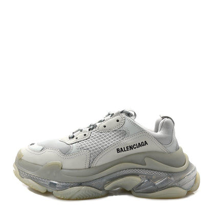 Balenciaga Fabric Mesh Clear Sole Womens Triple S Sneakers 40 Pearl Grey 1 of 8