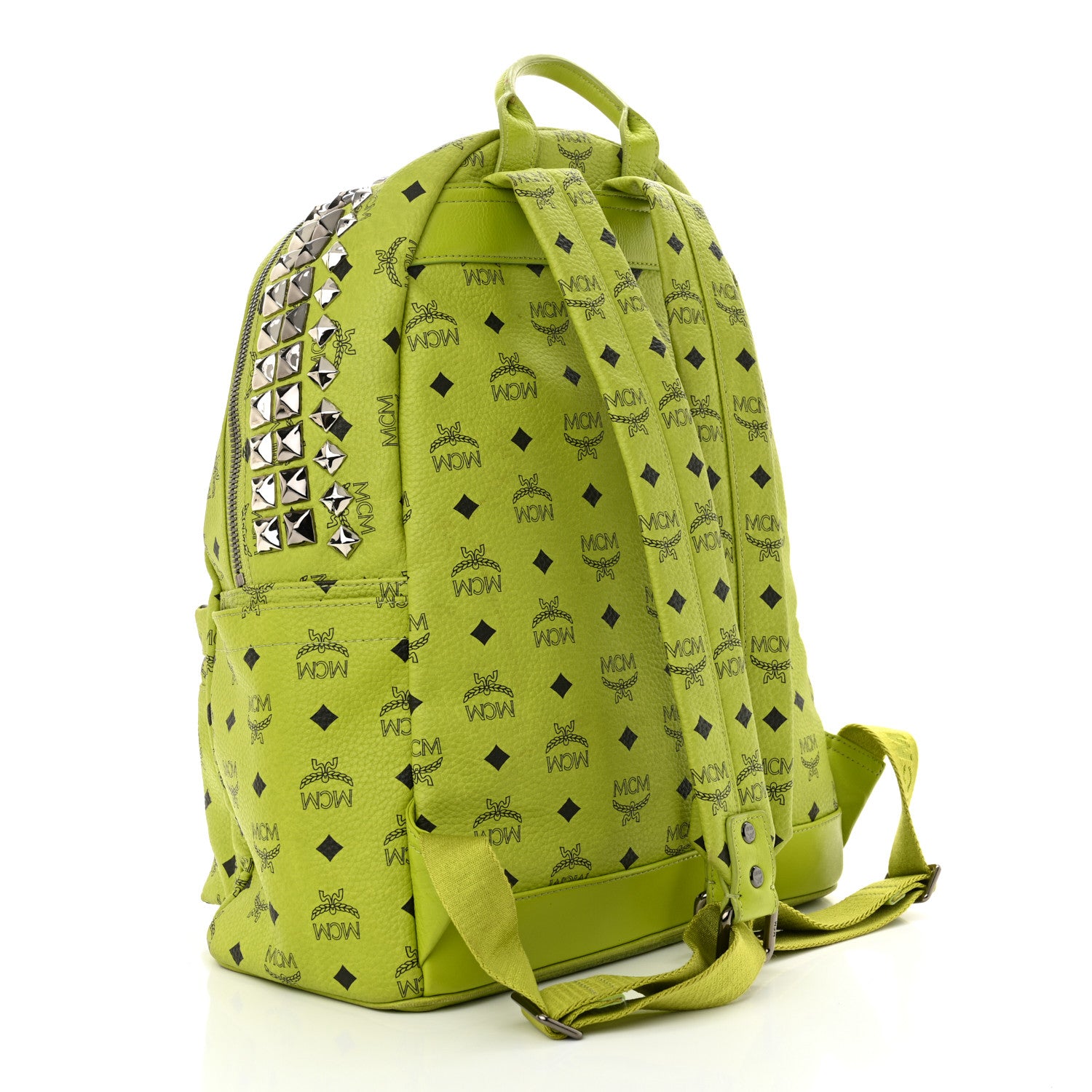 MCM Visetos Crown Stud Medium Stark Backpack Green 3 of 11