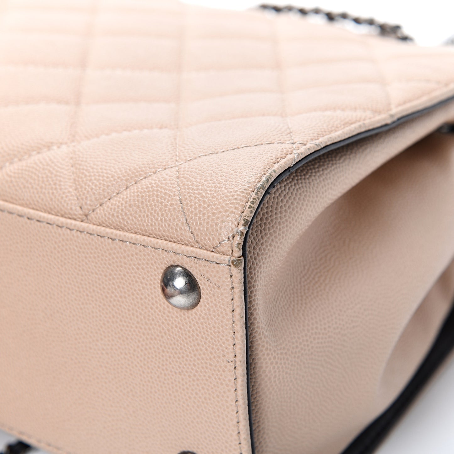 Caviar Quilted Small CC Bucket Bag Beige