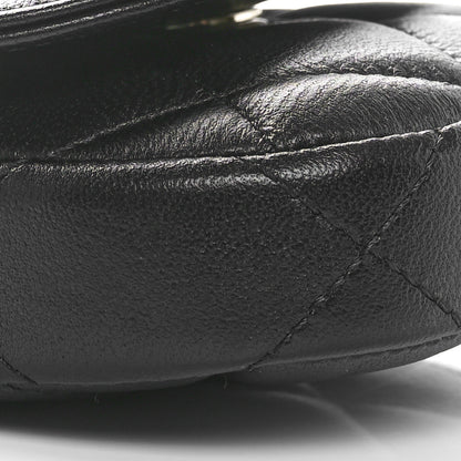 Chanel Lambskin Quilted Pearl Top Handle Clutch With Chain Black 10 of 11